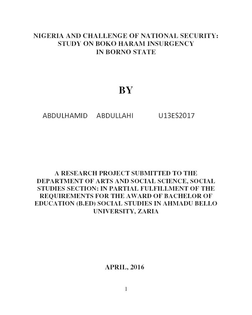 Nigeria and challenge of National security: study on Boko haram ...