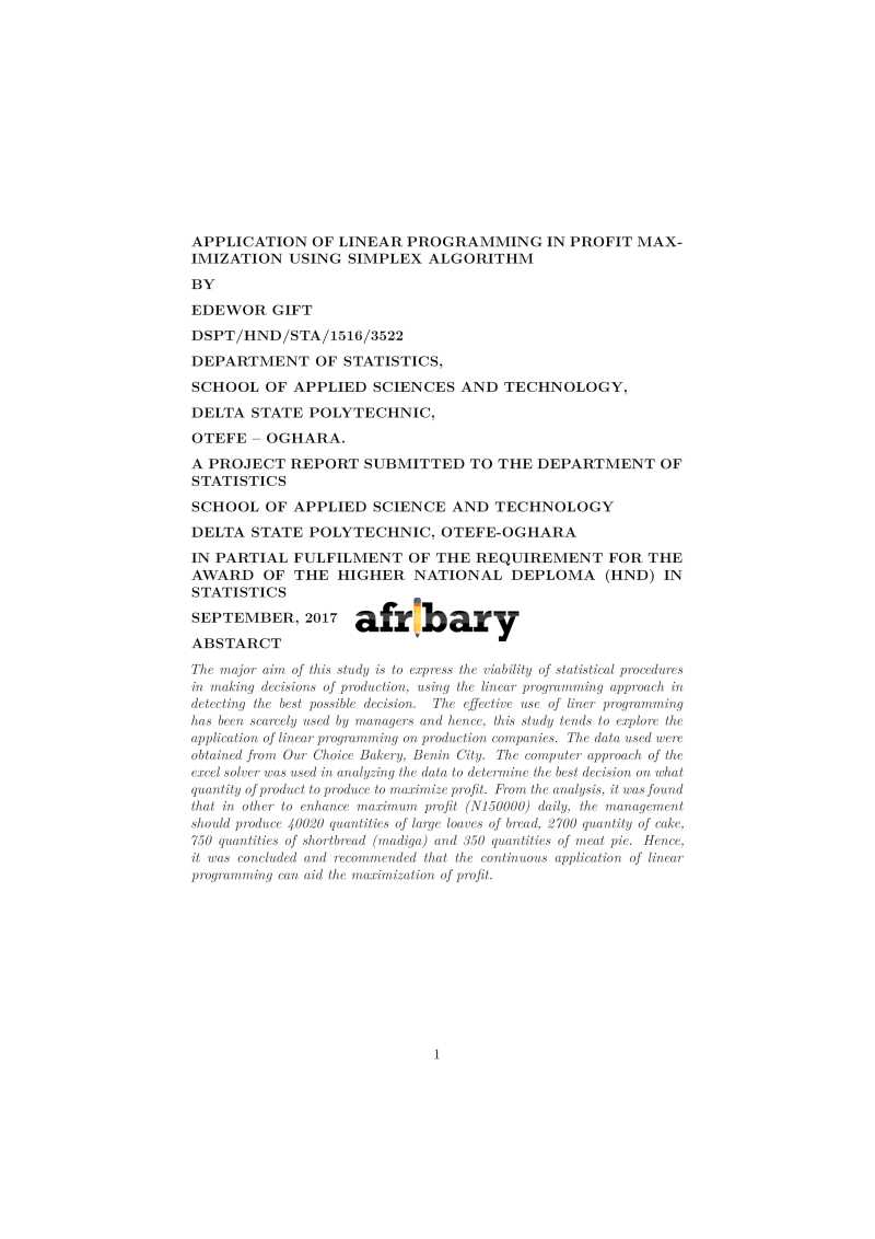Application Of Linear Programming In Profit Maximization