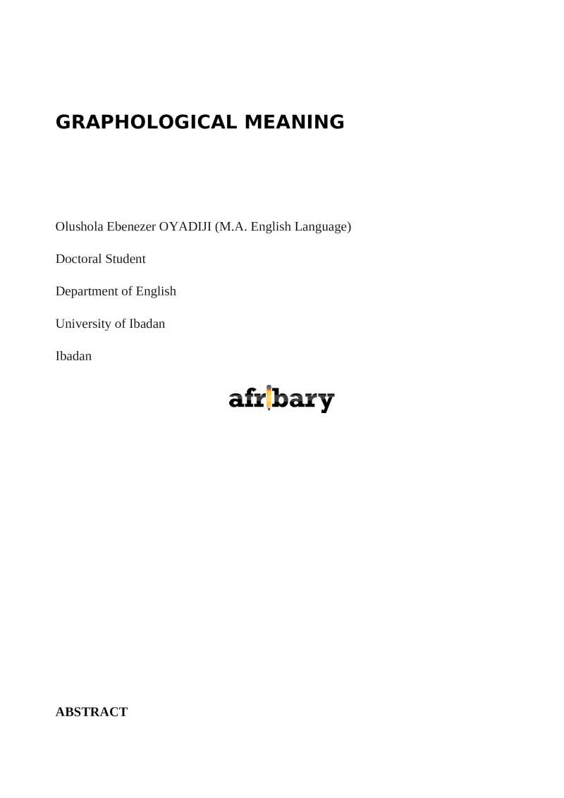 GRAPHOLOGICAL MEANING | Afribary