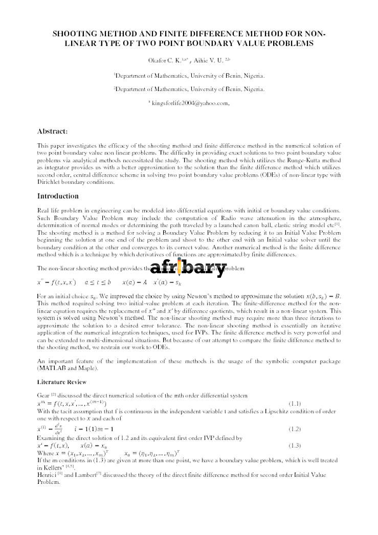 Application of Shooting Method and Finite Difference Method in