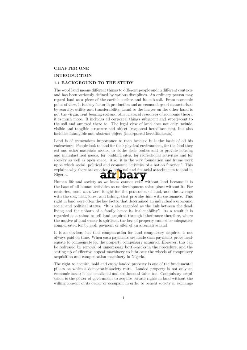 Problems of Compulsory Acquisition and Compensation in the Land Use Act