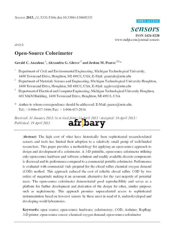 OpenSource Colorimeter Afribary