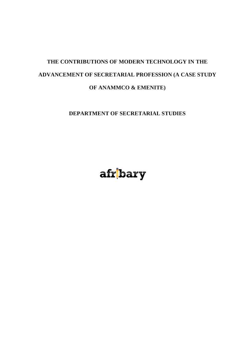 THE CONTRIBUTIONS OF MODERN TECHNOLOGY IN THE ADVANCEMENT OF