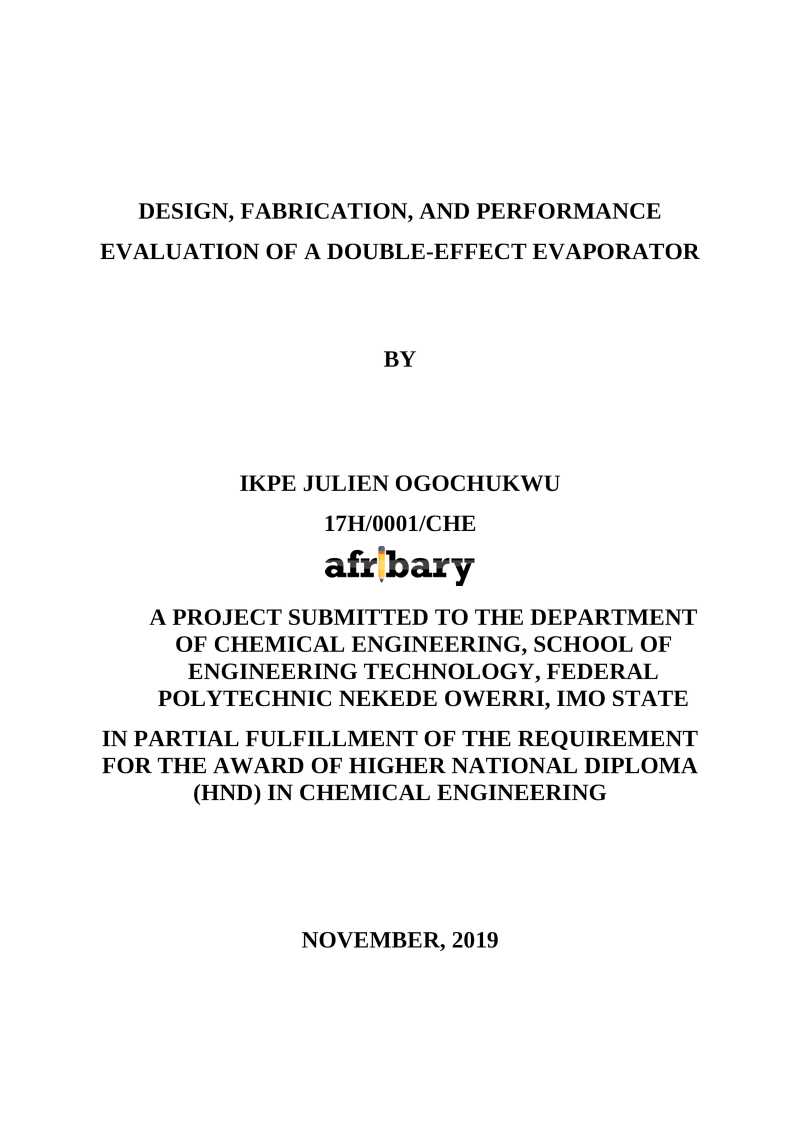 Design, Fabrication, and Performance Evaluation of a Double Effect