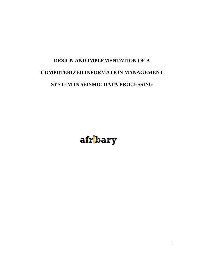 DESIGN AND IMPLEMENTATION OF A COMPUTERIZED INFORMATION MANAGEMENT ...