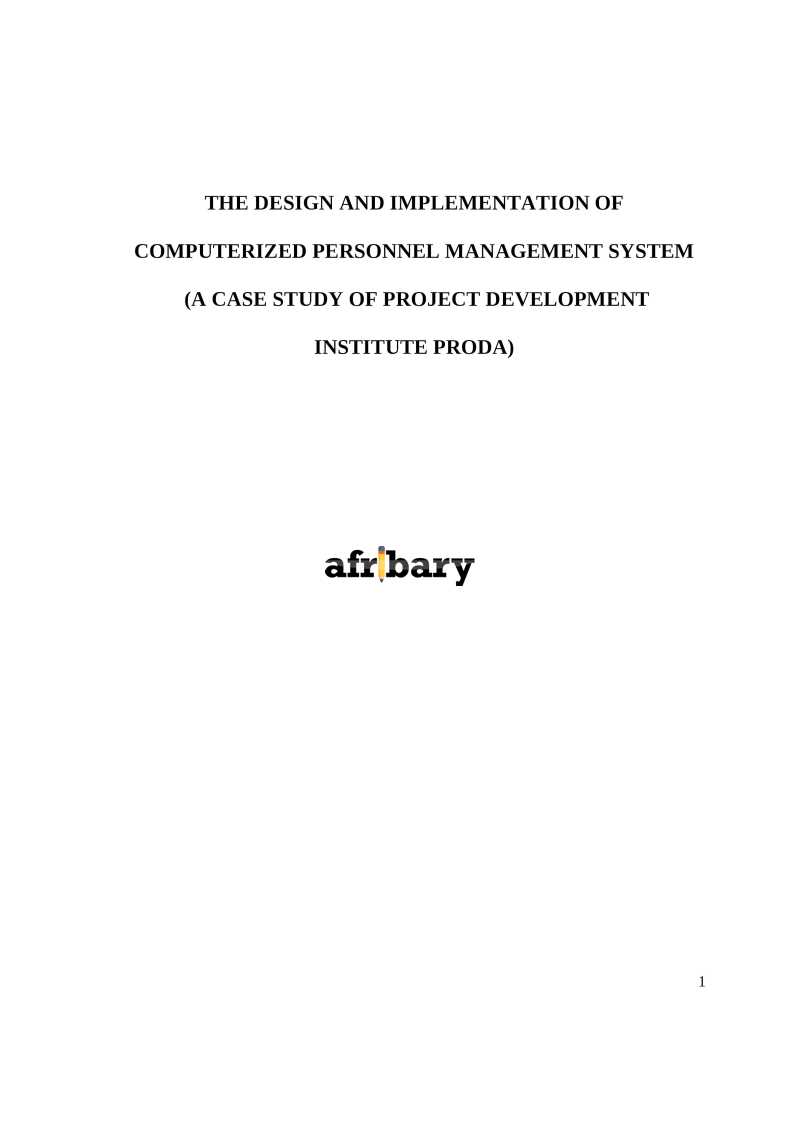 THE DESIGN AND IMPLEMENTATION OF COMPUTERIZED PERSONNEL MANAGEMENT ...
