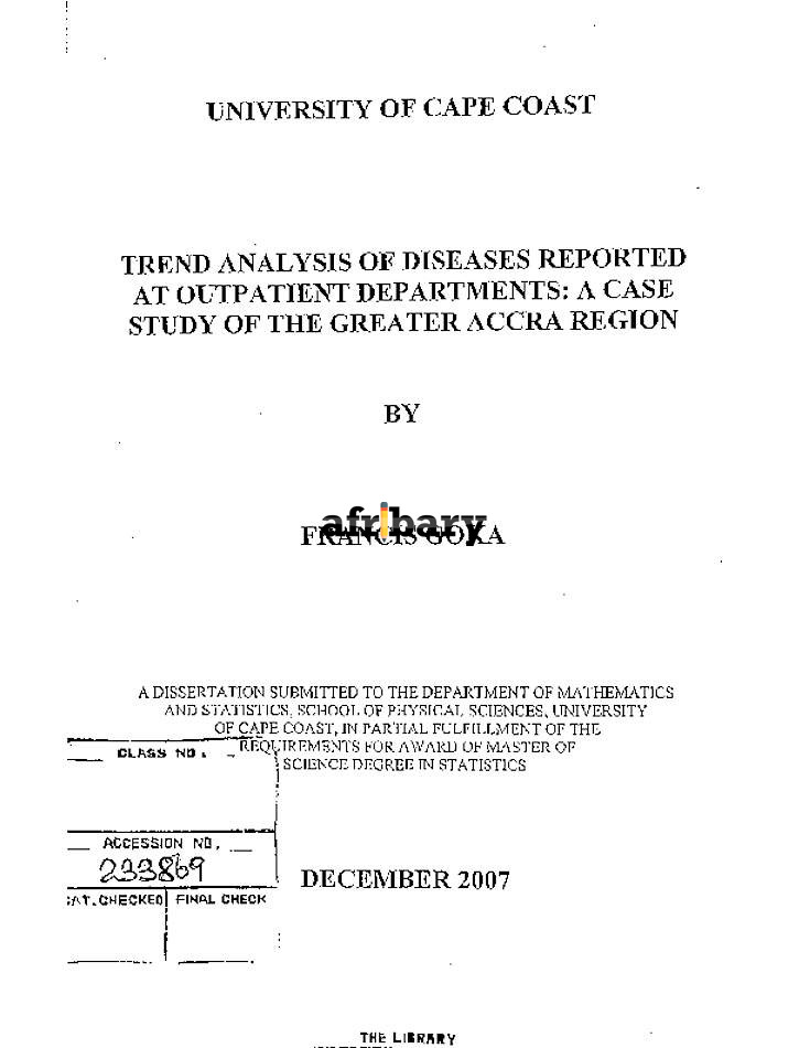 Trend Analysis of Diseases Reported at Outpatient Departments: A Case ...