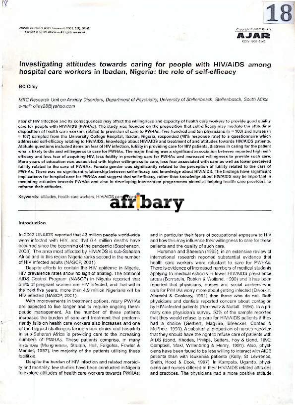 Investigating attitudes towards caring for people with HIV/AIDS among ...