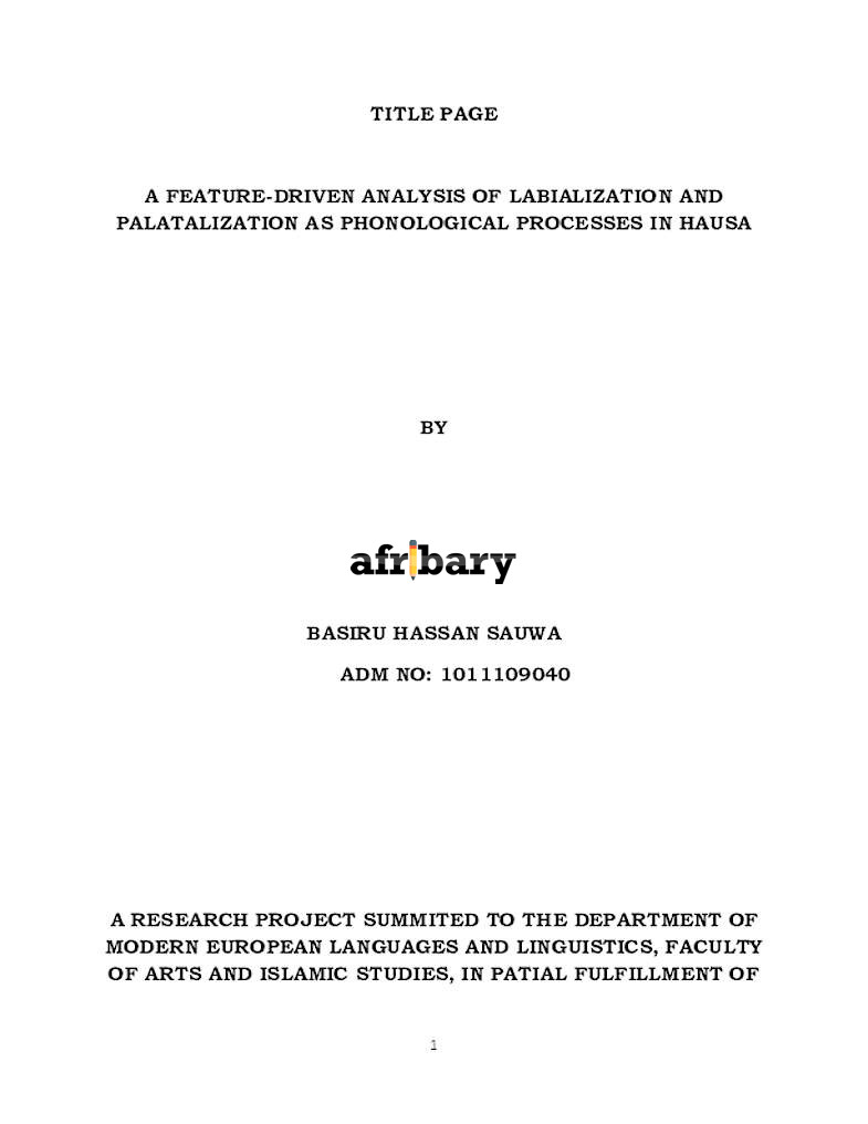 A Feature Driven Analysis of Labialization and Palatalization as ...