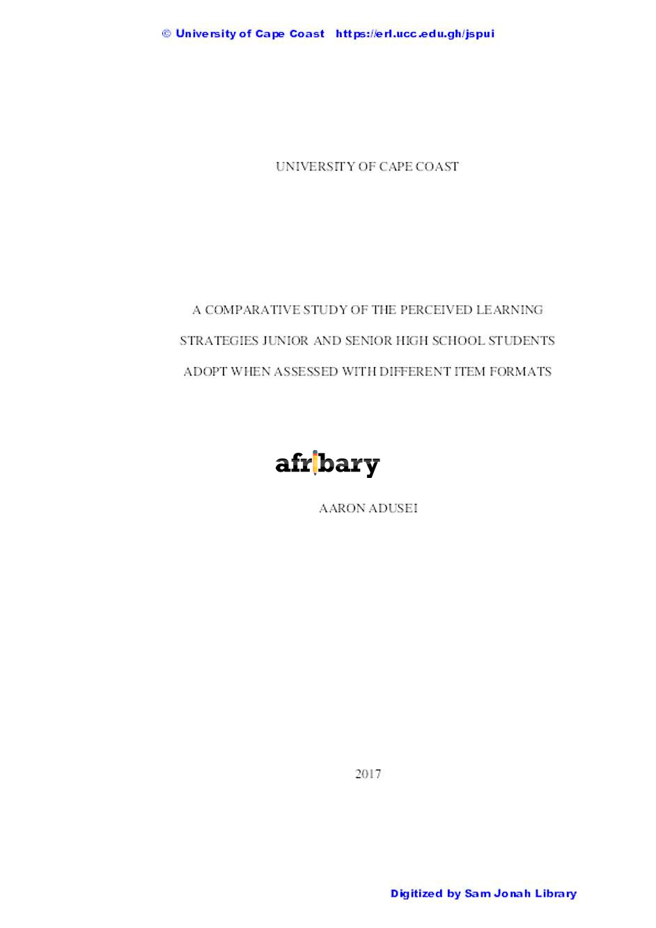 A COMPARATIVE STUDY OF THE PERCEIVED LEARNING STRATEGIES JUNIOR AND ...