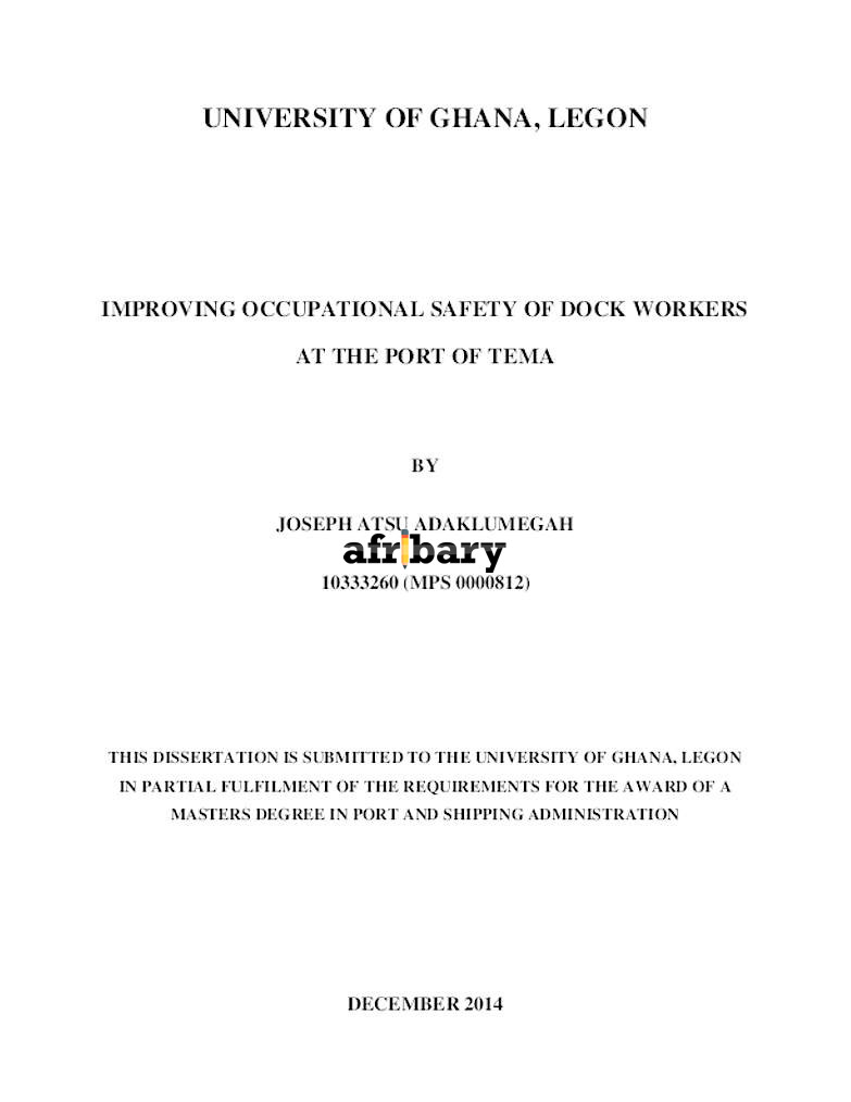 Improving Occupational Safety of Dock Workers at The Port of Tema