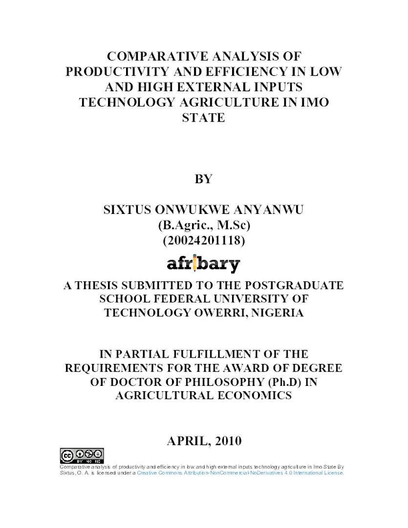 Comparative Analysis Of Productivity And Efficiency In Low And High