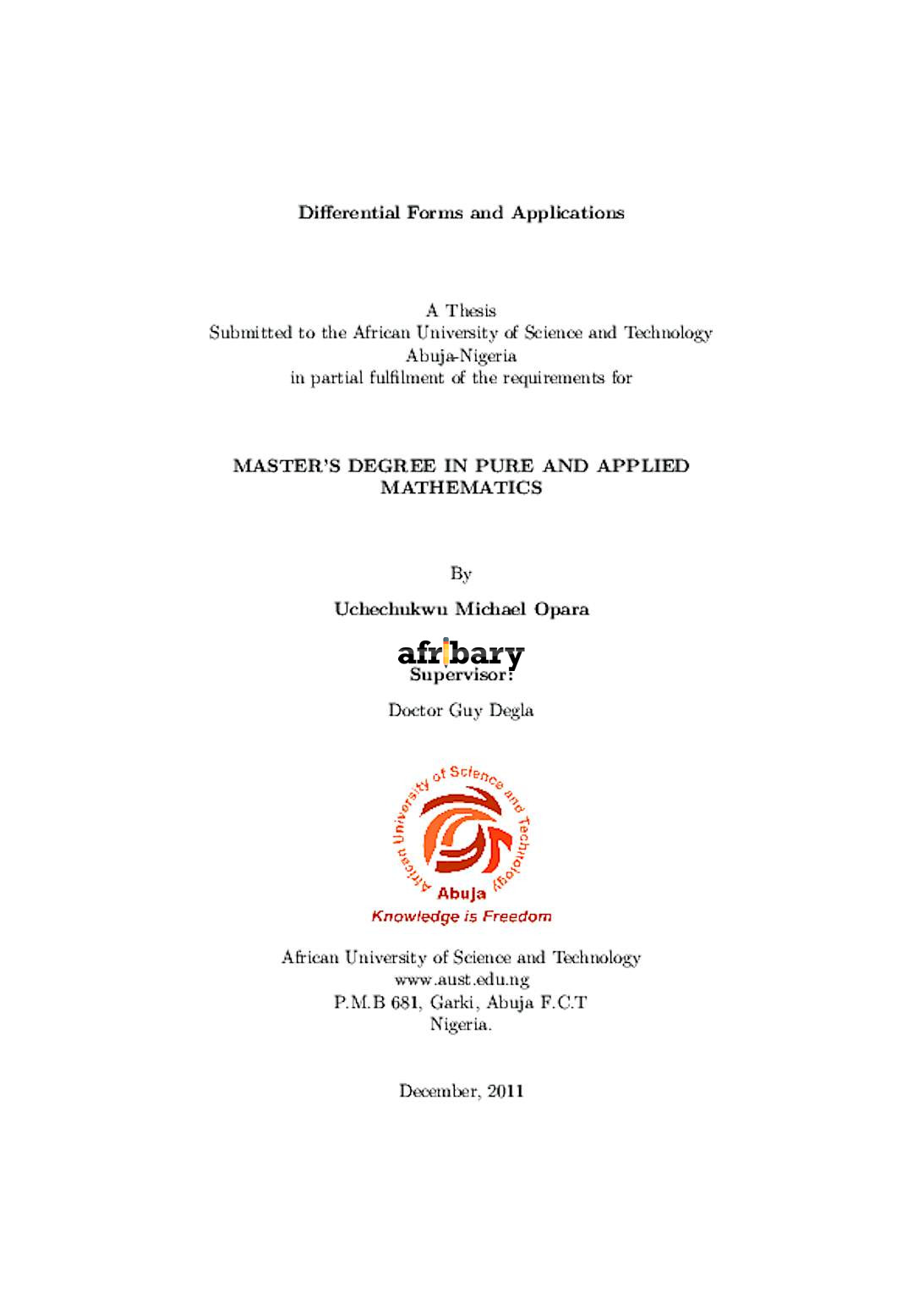 Differential Forms and Applications