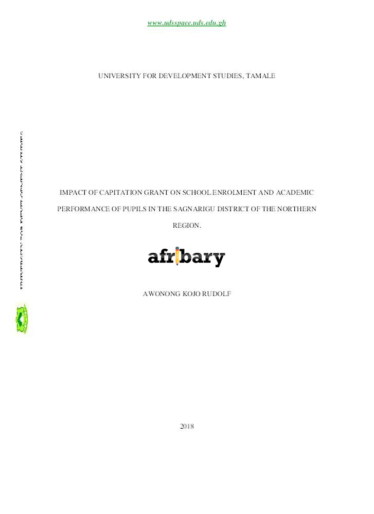 Impact Of Capitation Grant On School Enrolment And Academic Performance