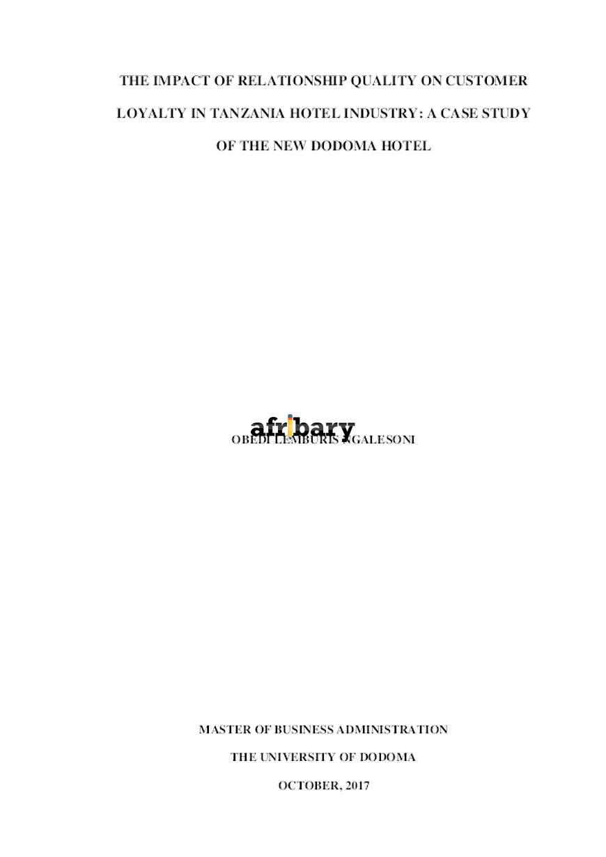 The Impact Of Relationship Quality On Customer Loyalty In Tanzania ...