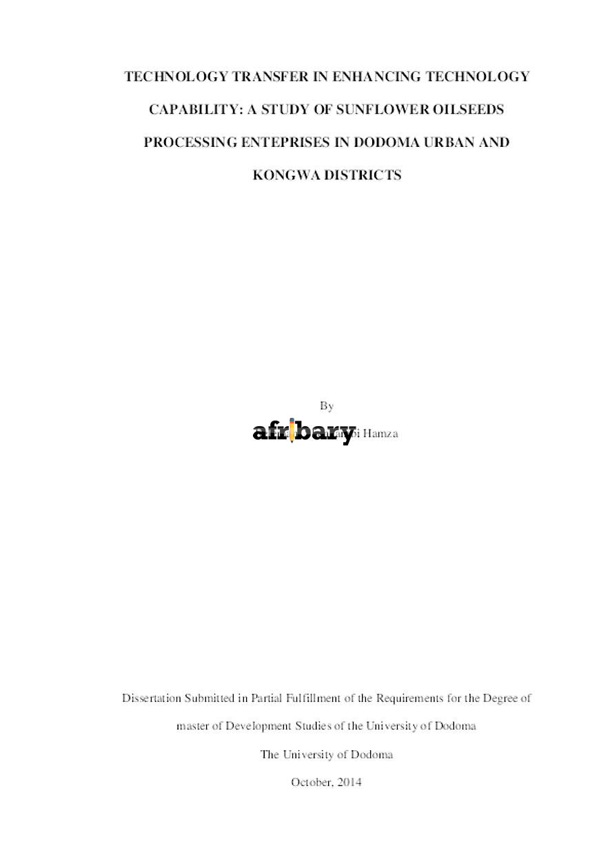 Technology Transfer In Enhancing Technology Capability: A Study Of ...