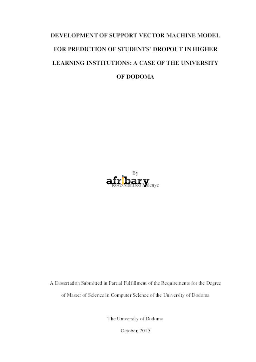 Development Of Support Vector Machine Model For Prediction Of Students ...