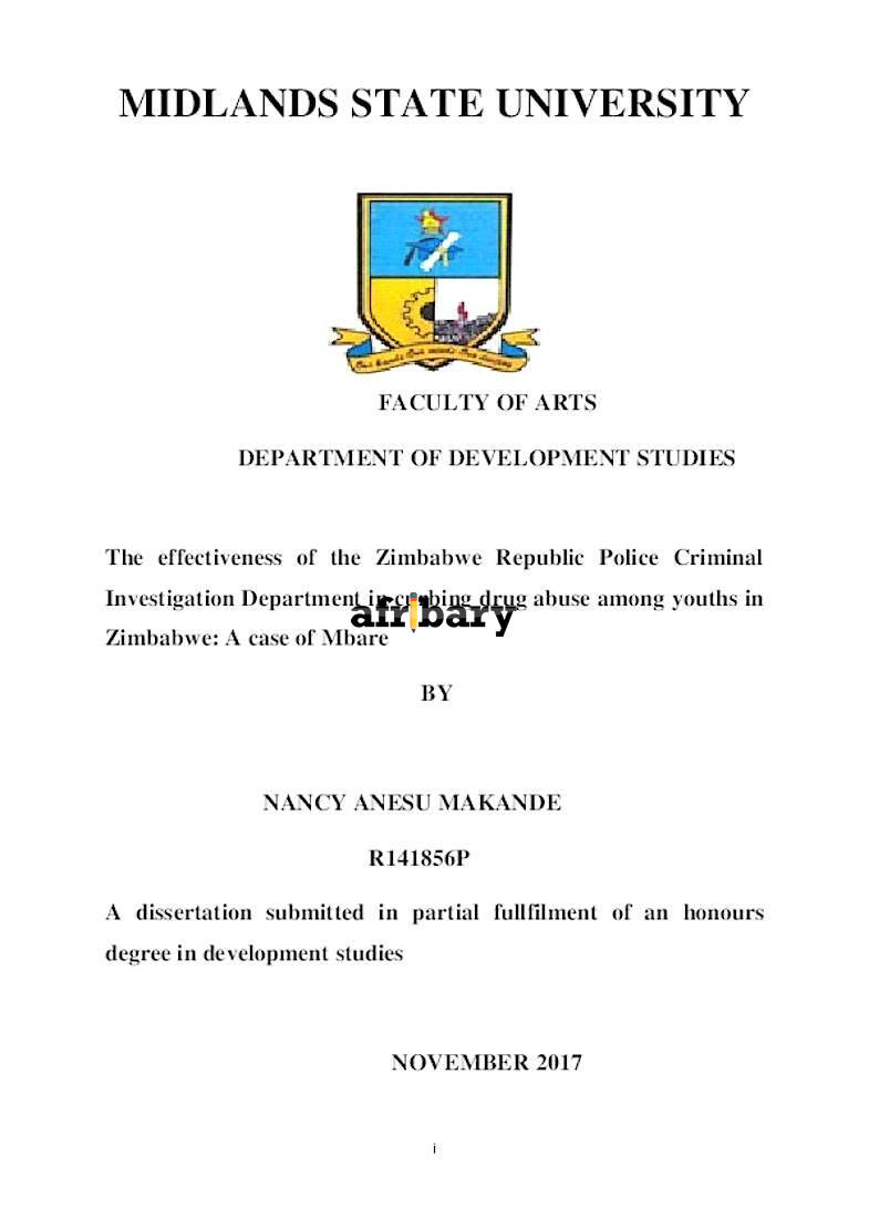The Effectiveness Of The Zimbabwe Republic Police Criminal