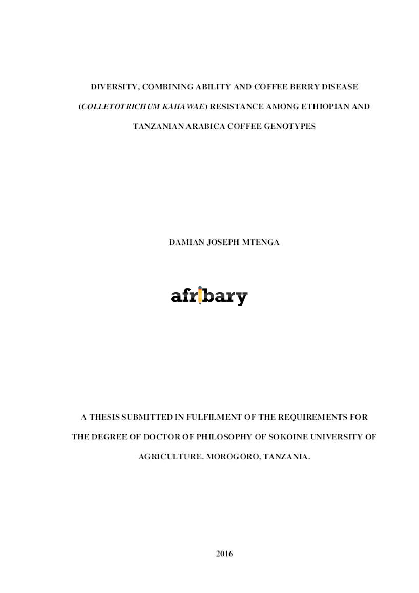 Diversity, Combining Ability And Coffee Berry Disease (Colletotrichum