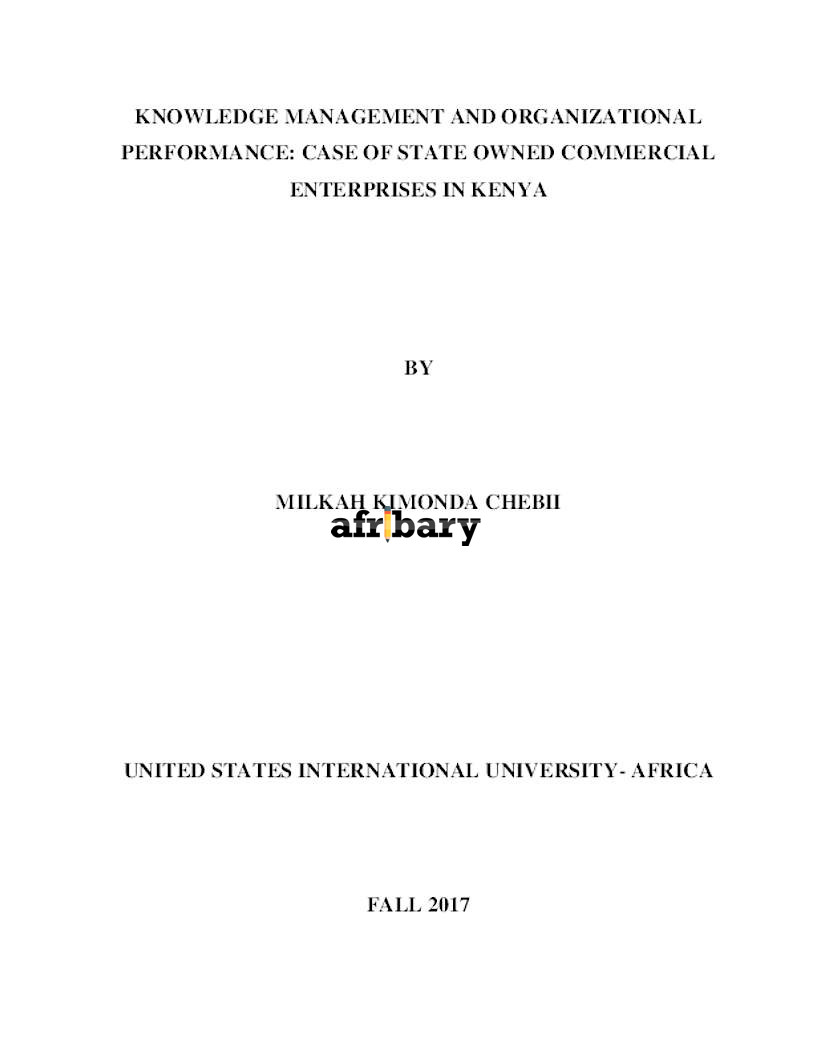 Knowledge Management And Organizational Performance: Case Of State ...