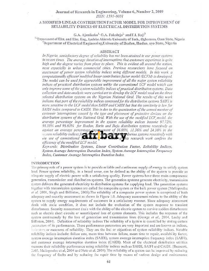 A Modified Linear Contribution Factor Model for Improvement of