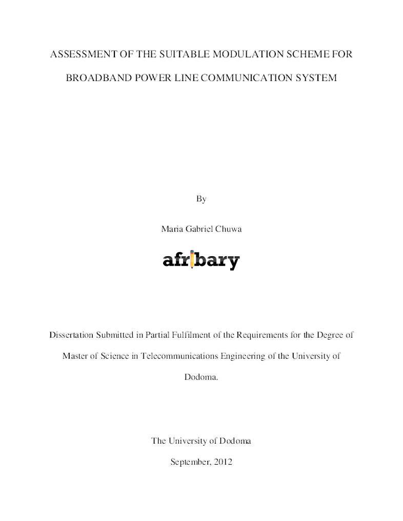 Assessment Of The Suitable Modulation Scheme For Broadband Power Line ...