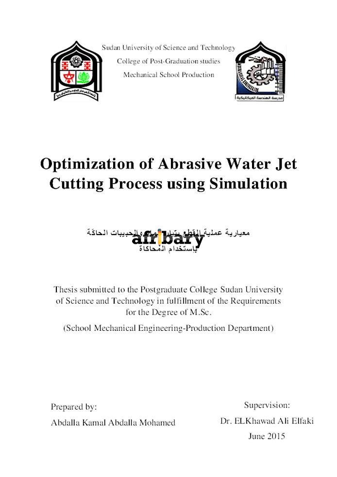 Optimization Of Abrasive Water Jet Cutting Process Using Simulation
