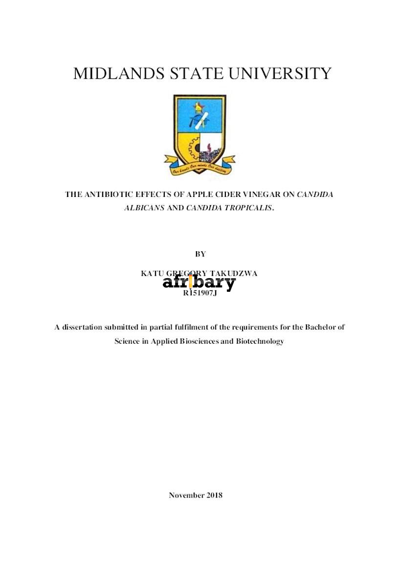 The Antibiotic Effects Of Apple Cider Vinegar On Candida Albicans And