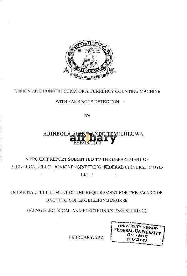 Design And Construction Of A Currency Counting Machine With Fake Note