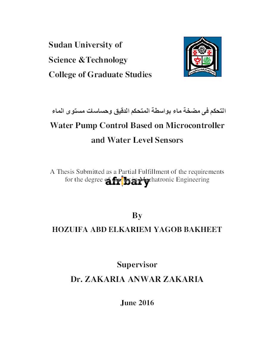 Water Pump Control Based On Microcontroller And Water Level Sensors ...