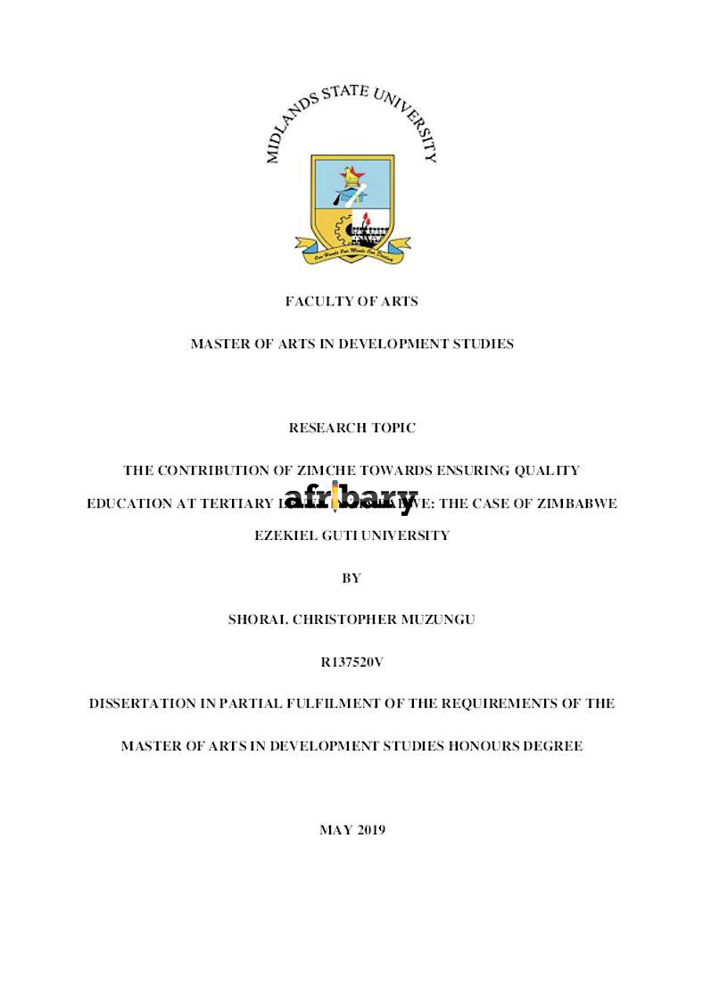 The Contribution Of Zimche Towards Ensuring Quality Education At