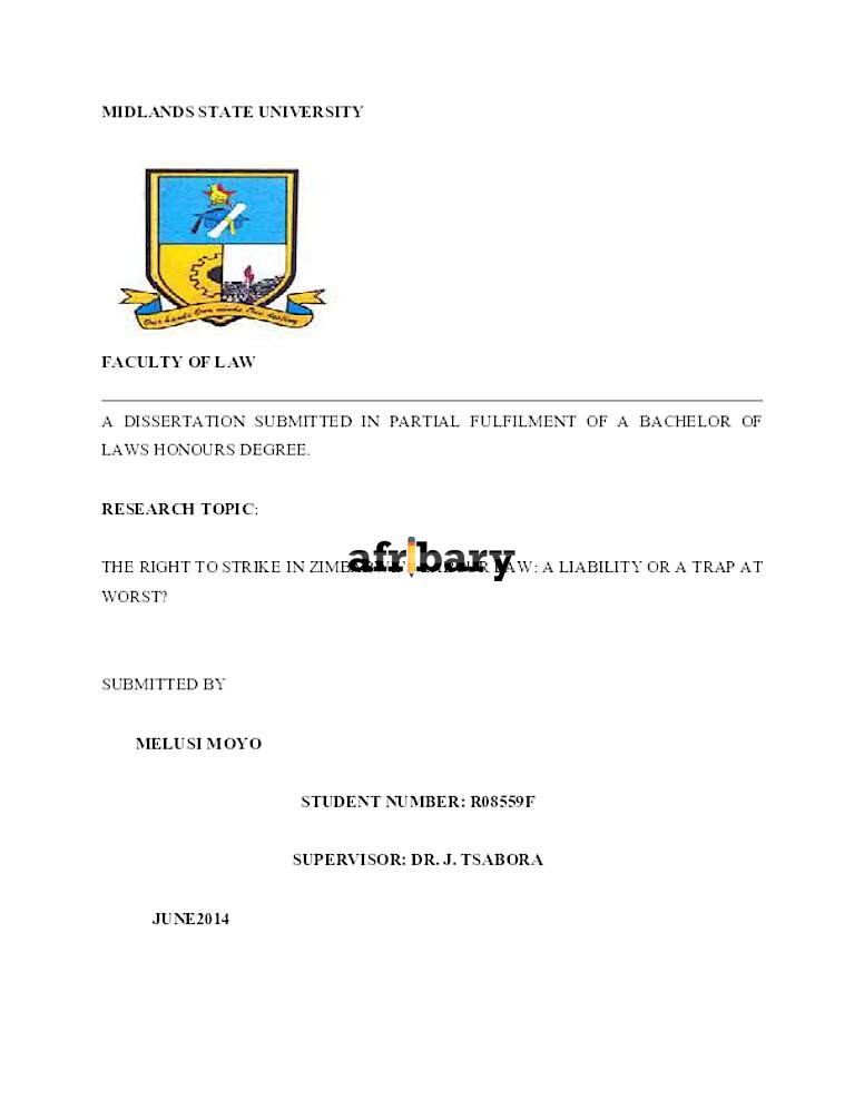 The Right to Strike in Zimbabwe’s Labor Law A Liability or a Trap at