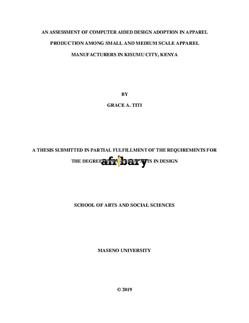 An Assessment Of Computer Aided Design Adoption In Apparel Production