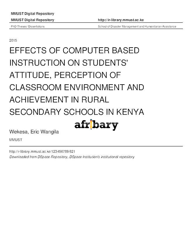 Effects Of Computer Based Instruction On Students' Attitude, Perception ...