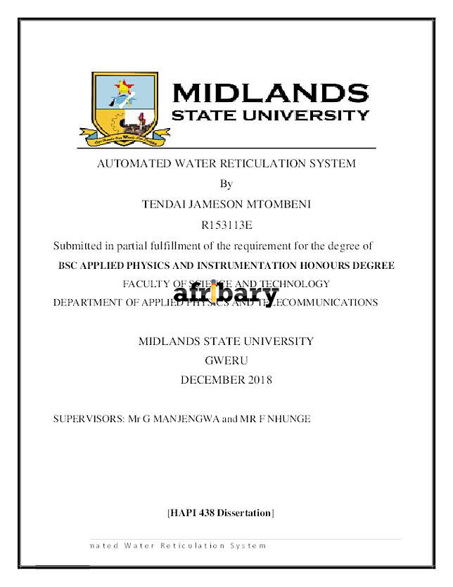 Automated Water Reticulation System | Afribary