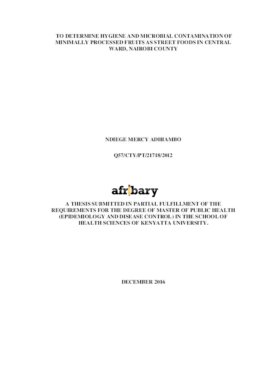 To Determine Hygiene And Microbial Contamination Of Minimally Processed