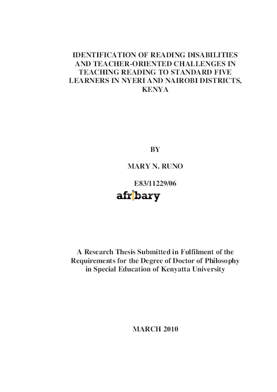 Identification Of Reading Disabilities And Teacher Oriented Challenges 