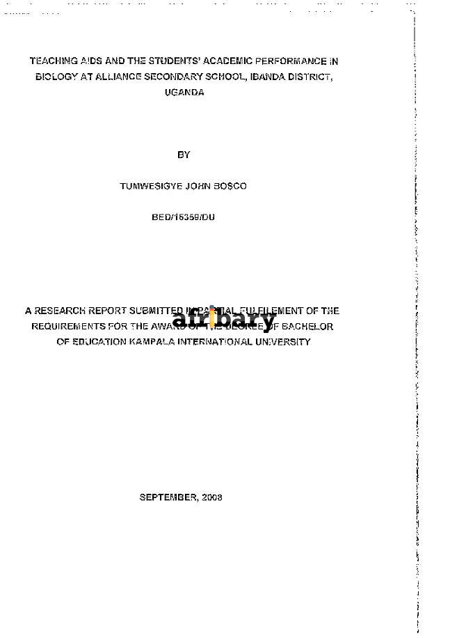 Teaching Aids And The Students' Academic Performance In Biology At