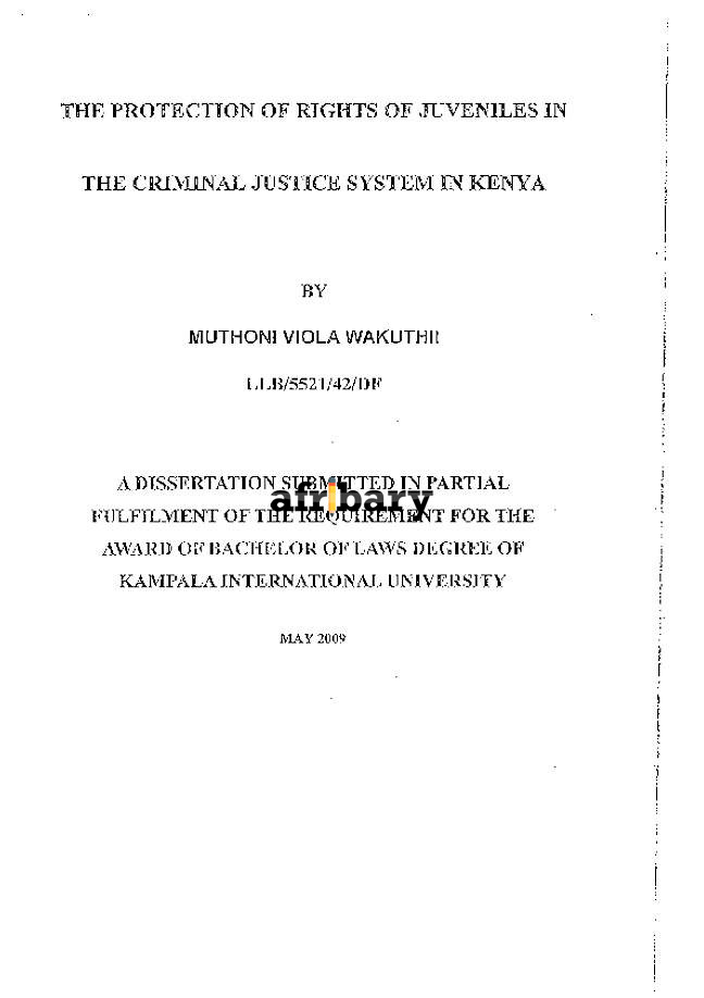 The Protection Of Rights Of Juveniles In The Criminal Justice System In