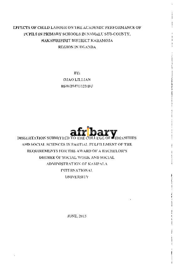 Effects Of Child Labour On The Academic Performance Of Pupils In ...