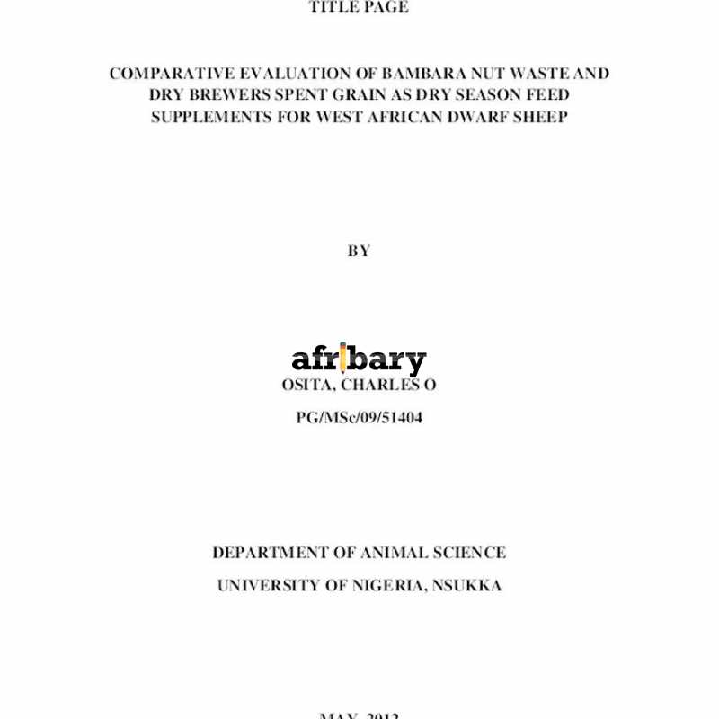 Comparative Evaluation of Bambara Nut Waste and Dry Brewers Spent Grain