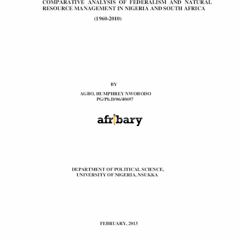 Comparative Analysis Of Federalism And Natural Resource Management In
