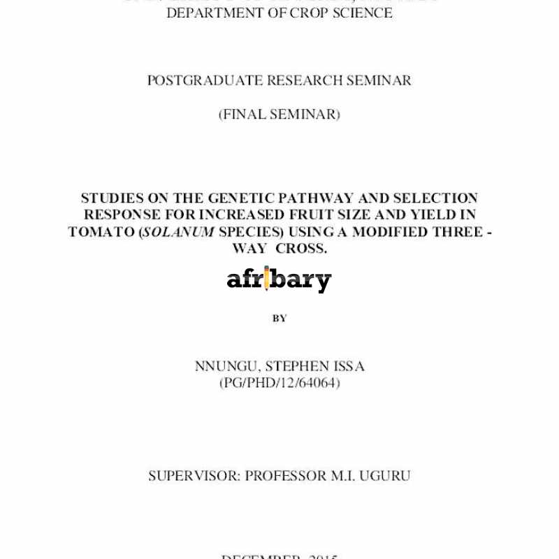 Studies On The Genetic Pathway And Selection Response For Increased 