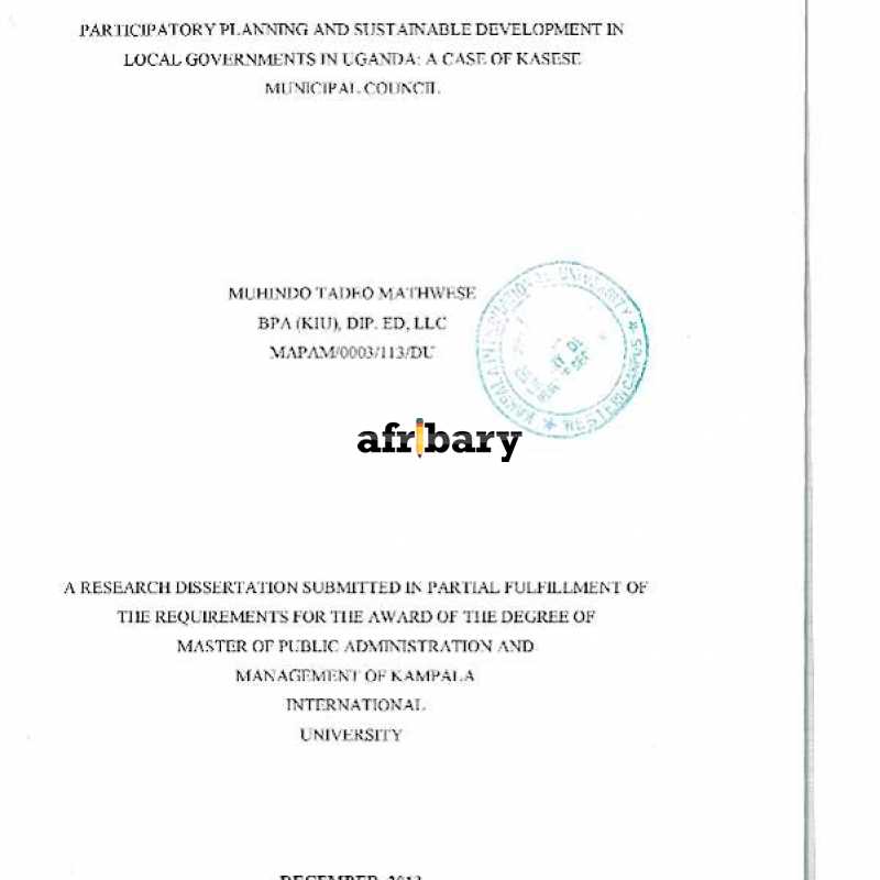 Participatory Planning and Sustainable Development in Local Governments