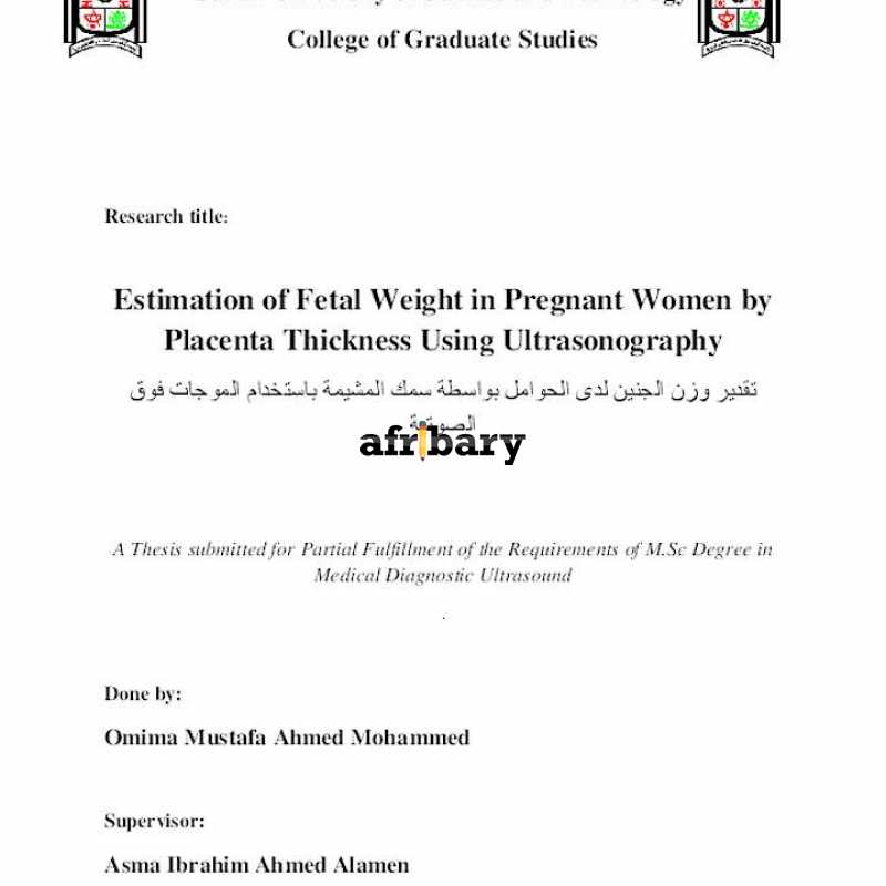 Estimation of Fetal Weight in Pregnant Women by Placenta Thickness
