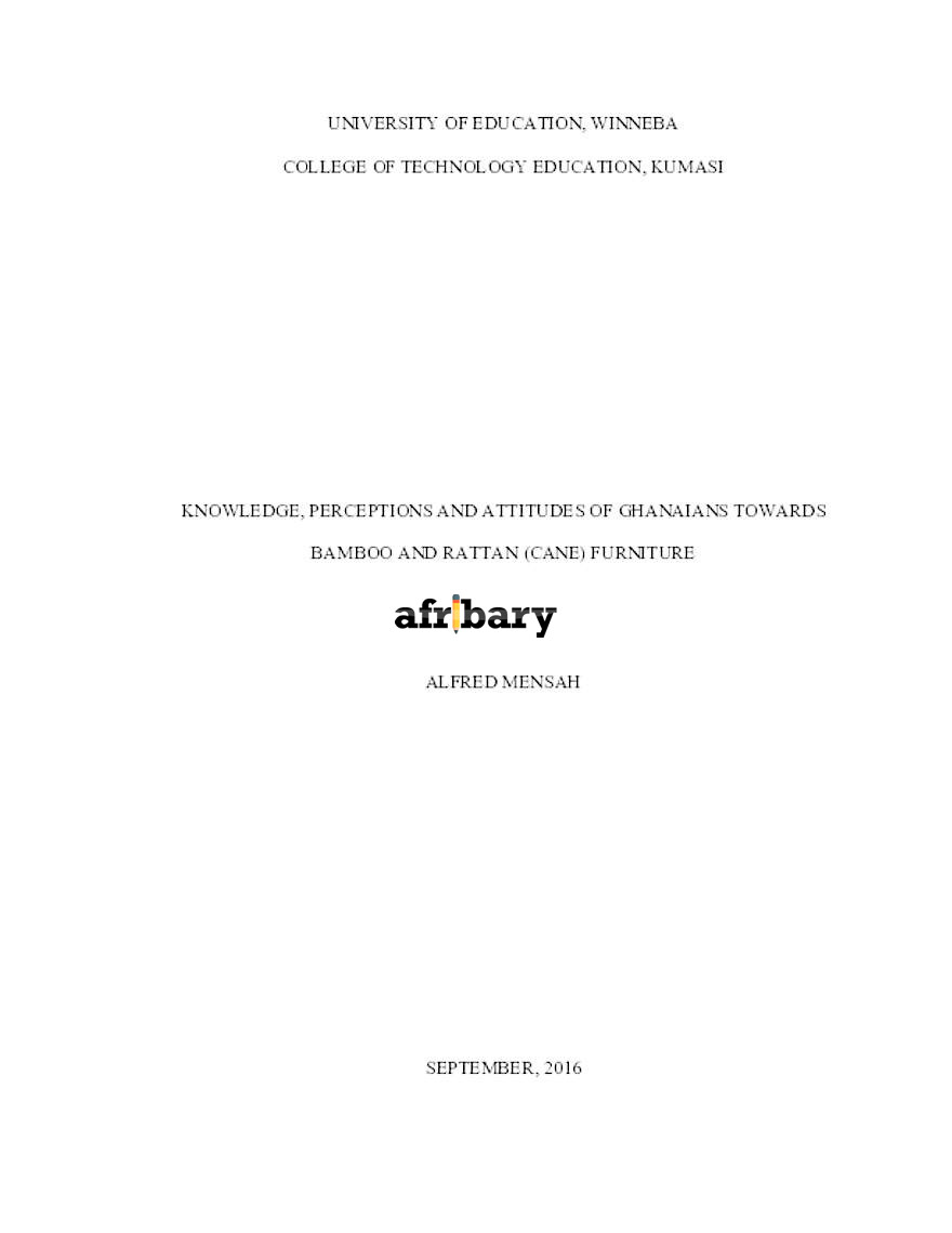 KNOWLEDGE, PERCEPTIONS AND ATTITUDES OF GHANAIANS TOWARDS BAMBOO AND