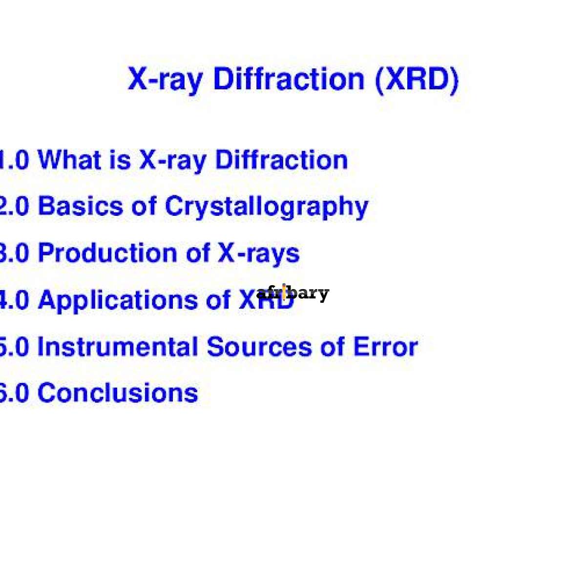 Xray Diffraction (XRD) Afribary