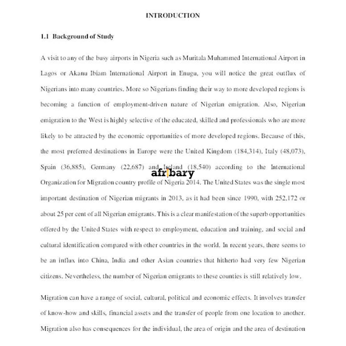 Brain Drain and the Development in Nigeria Afribary