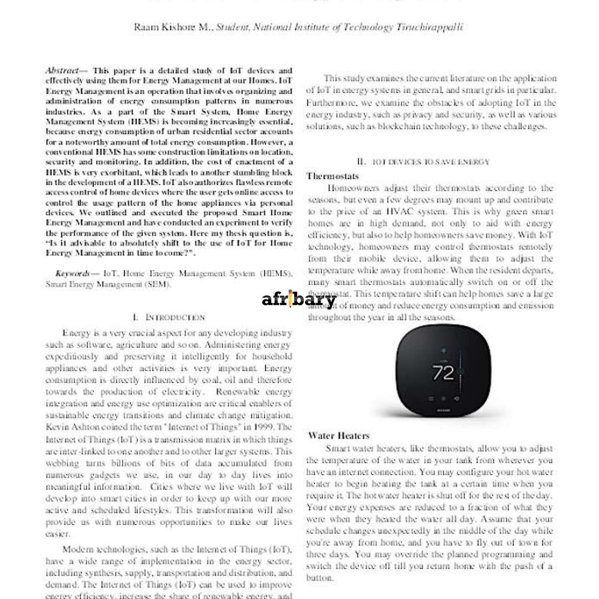 Iot In Home Energy Management Afribary