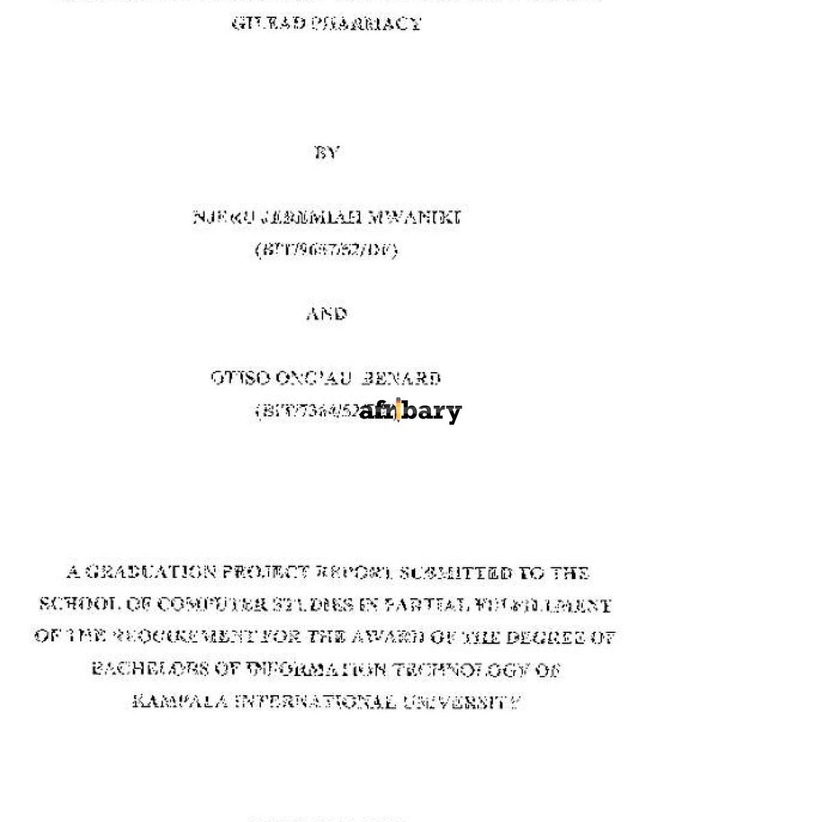 A PHARMACY MANAGEMENT INFORMATION SYSTEM FOR GILEAD PHARMACY Afribary